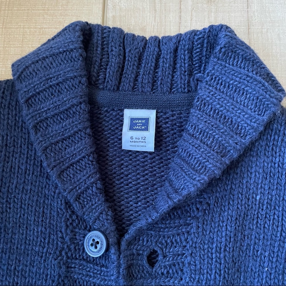 Janie and Jack baby boy blue winter cardigan sweater - Picture 3 of 10